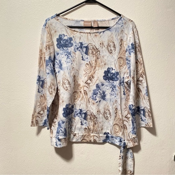 Chico’s Shirt Women’s Size 3 (X-Large) Pull Over Side Tie‎ Paisley - Picture 1 of 9